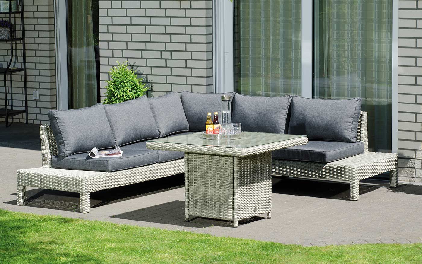 Lounge-Plattform-Set »Continental«; Art.-Nr.: 800 611 65; Aluminium/PE-Kunststoffgeflecht grey-white